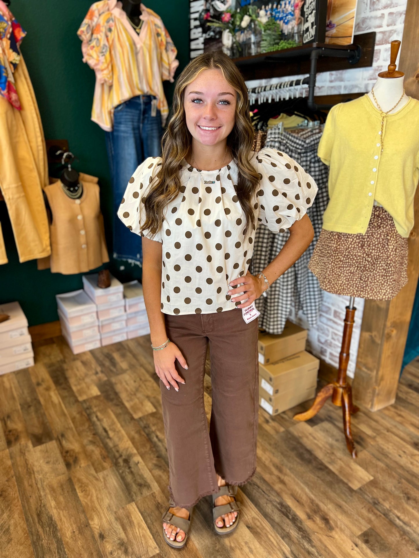 Chocolate Polka Dot Blouse