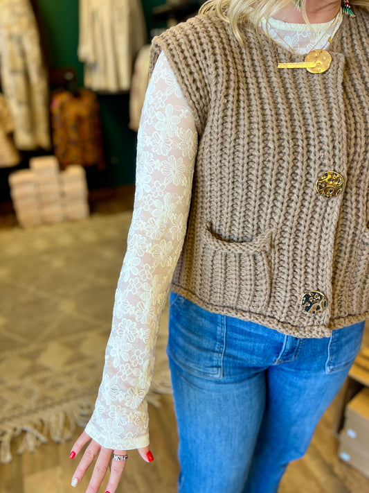 Cream Floral Lace Top