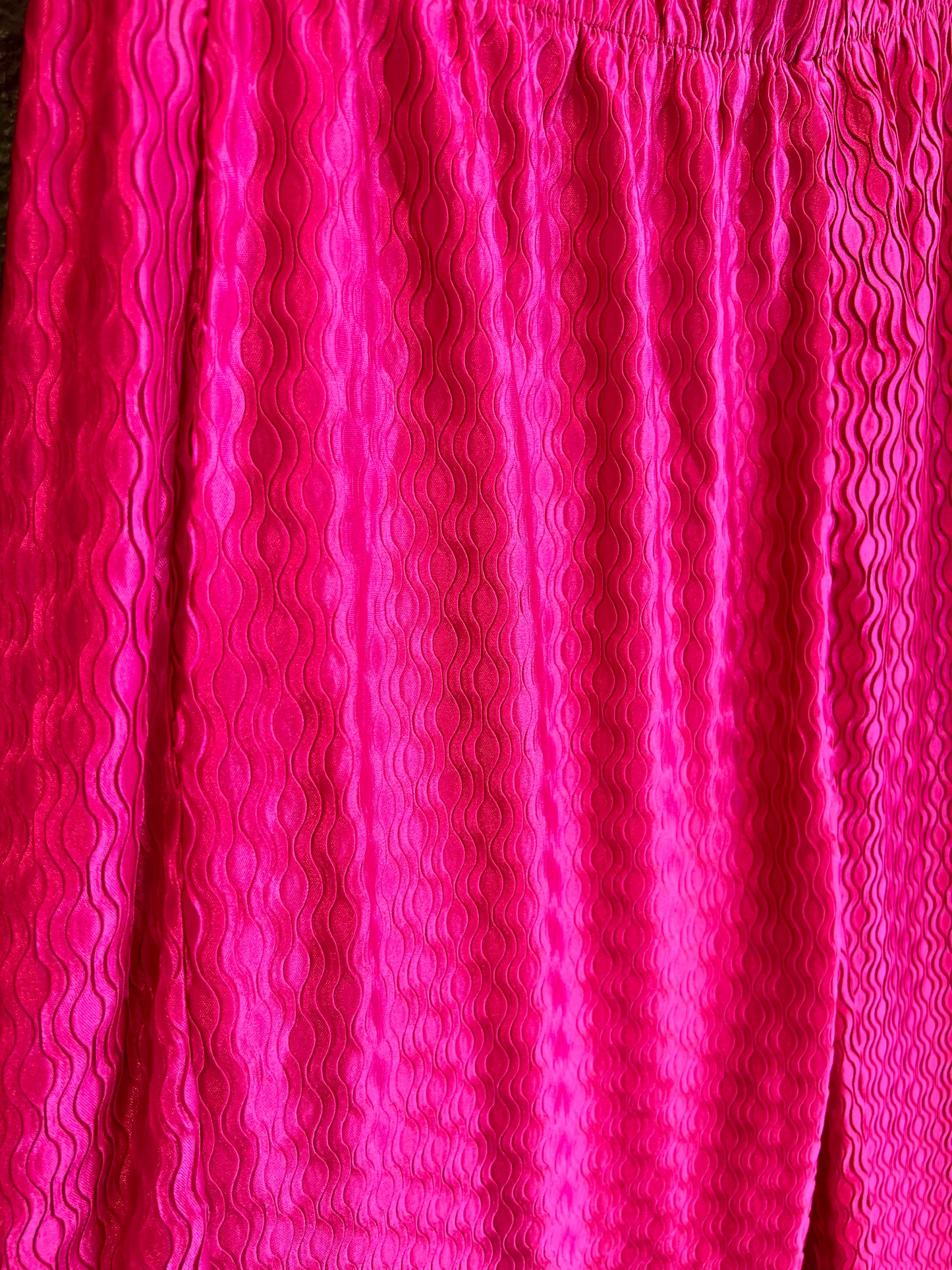 Pink Textured Elastic Waist Pant