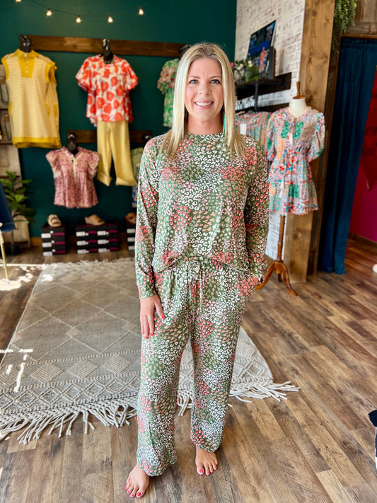 Olive Leopard Buttery Soft Pajama Set