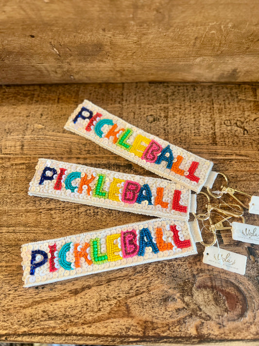 Beaded Pickleball Keychain