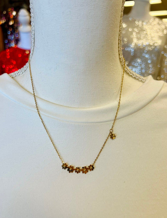 Gold Daisy Bar Necklace