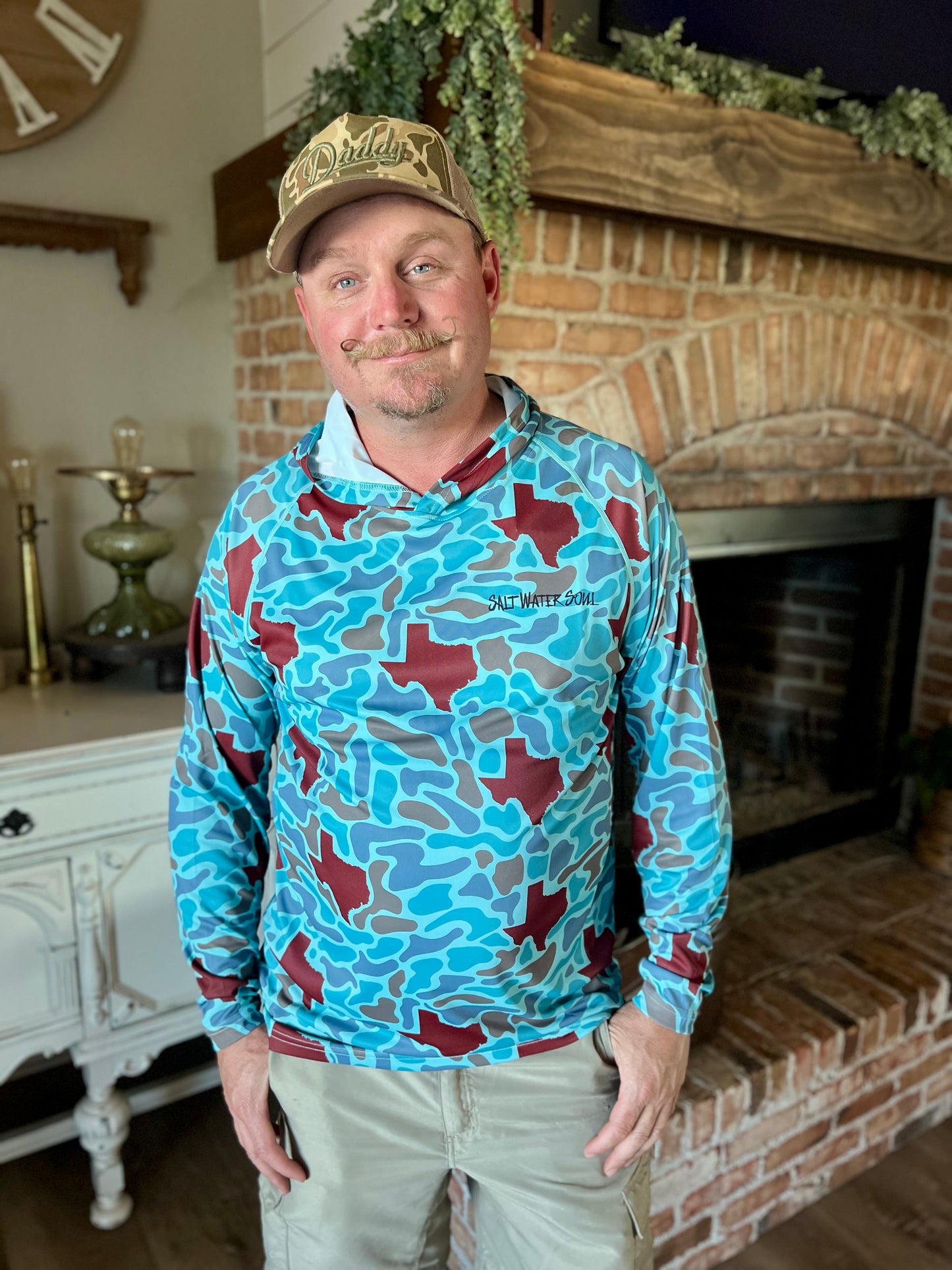 Texas Maroon Camo Hooded Performance Shirt