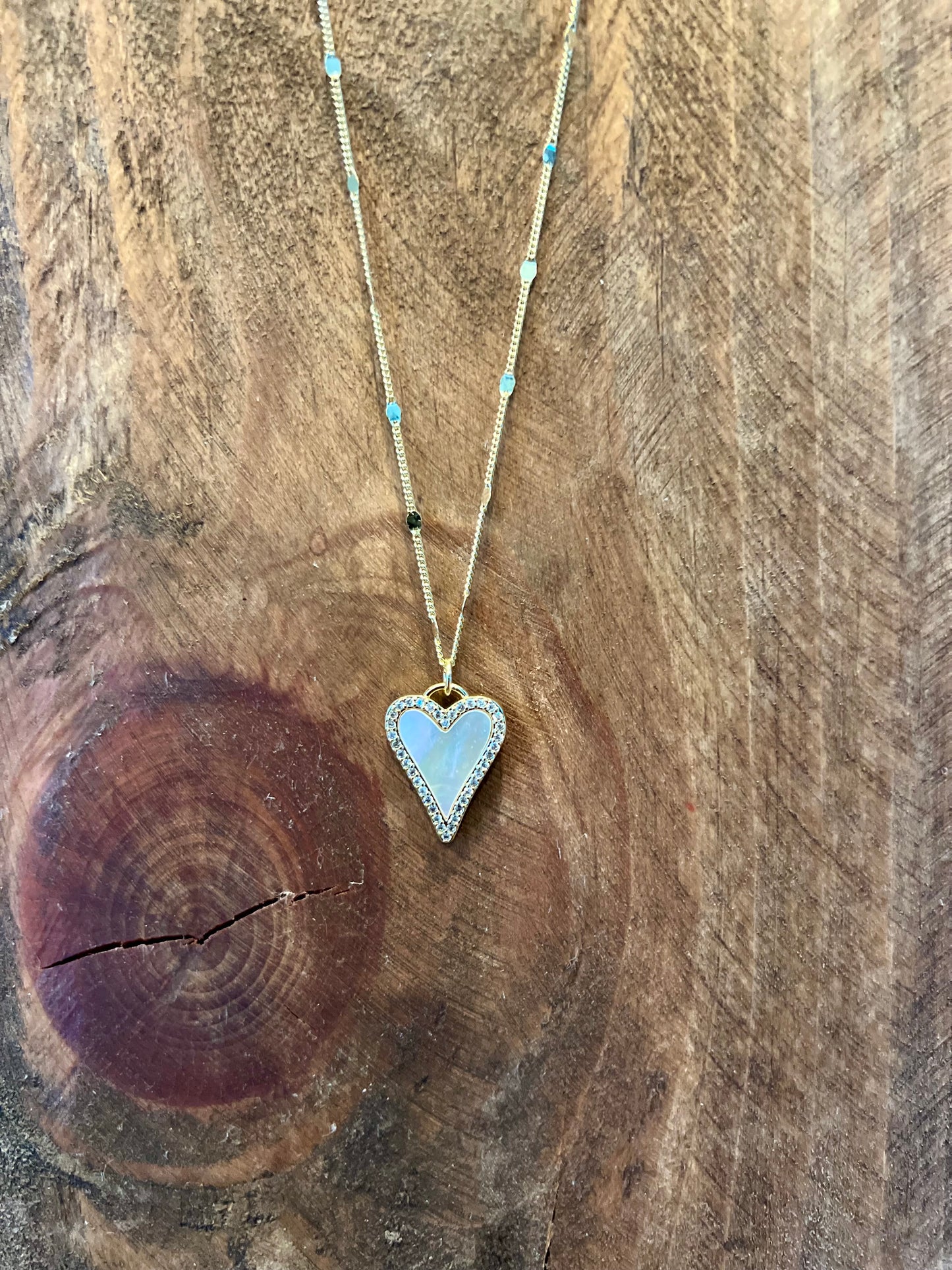 Pearl Paved Heart Necklace