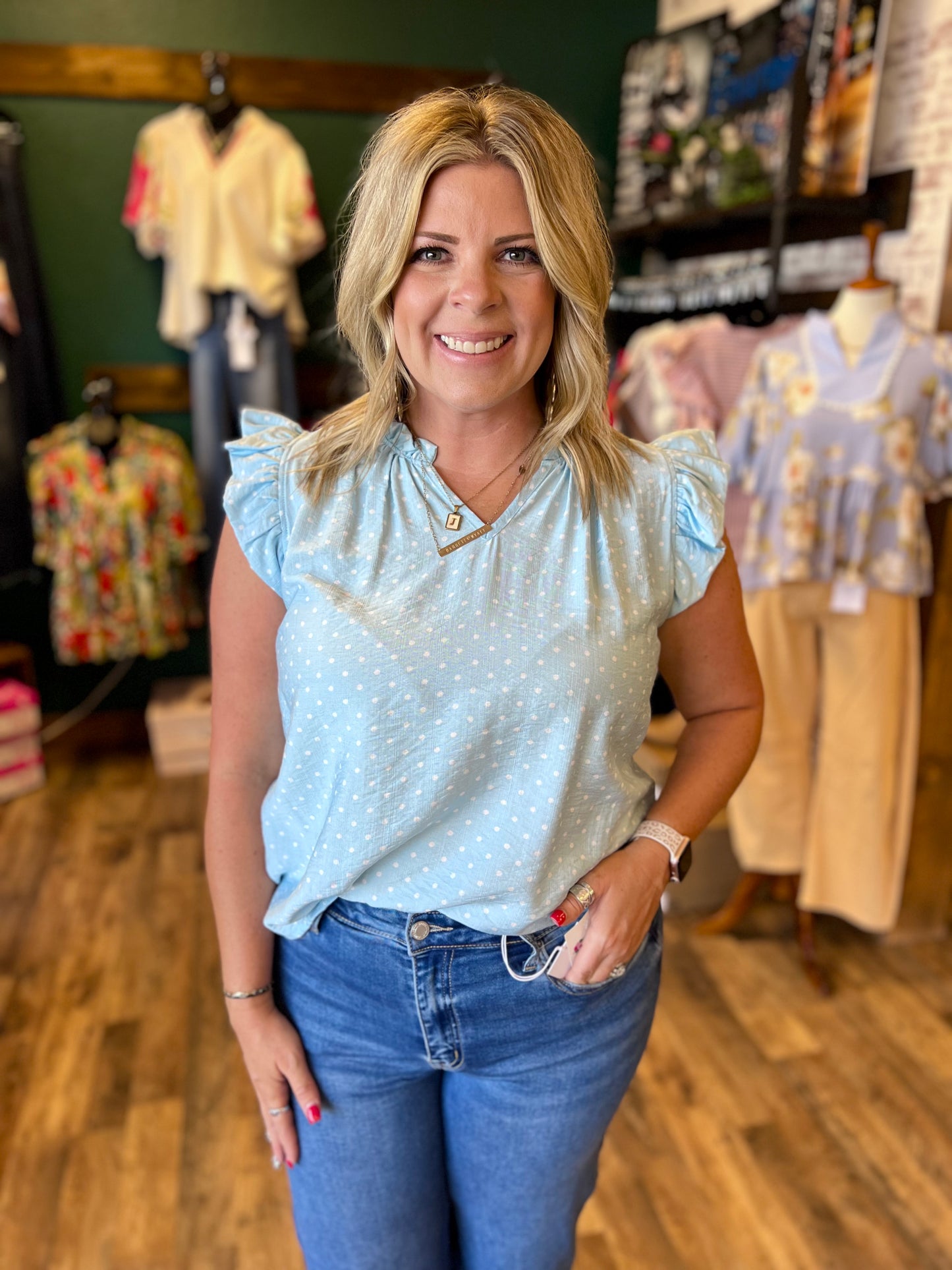 Mini Polka Dot Ruffle Top