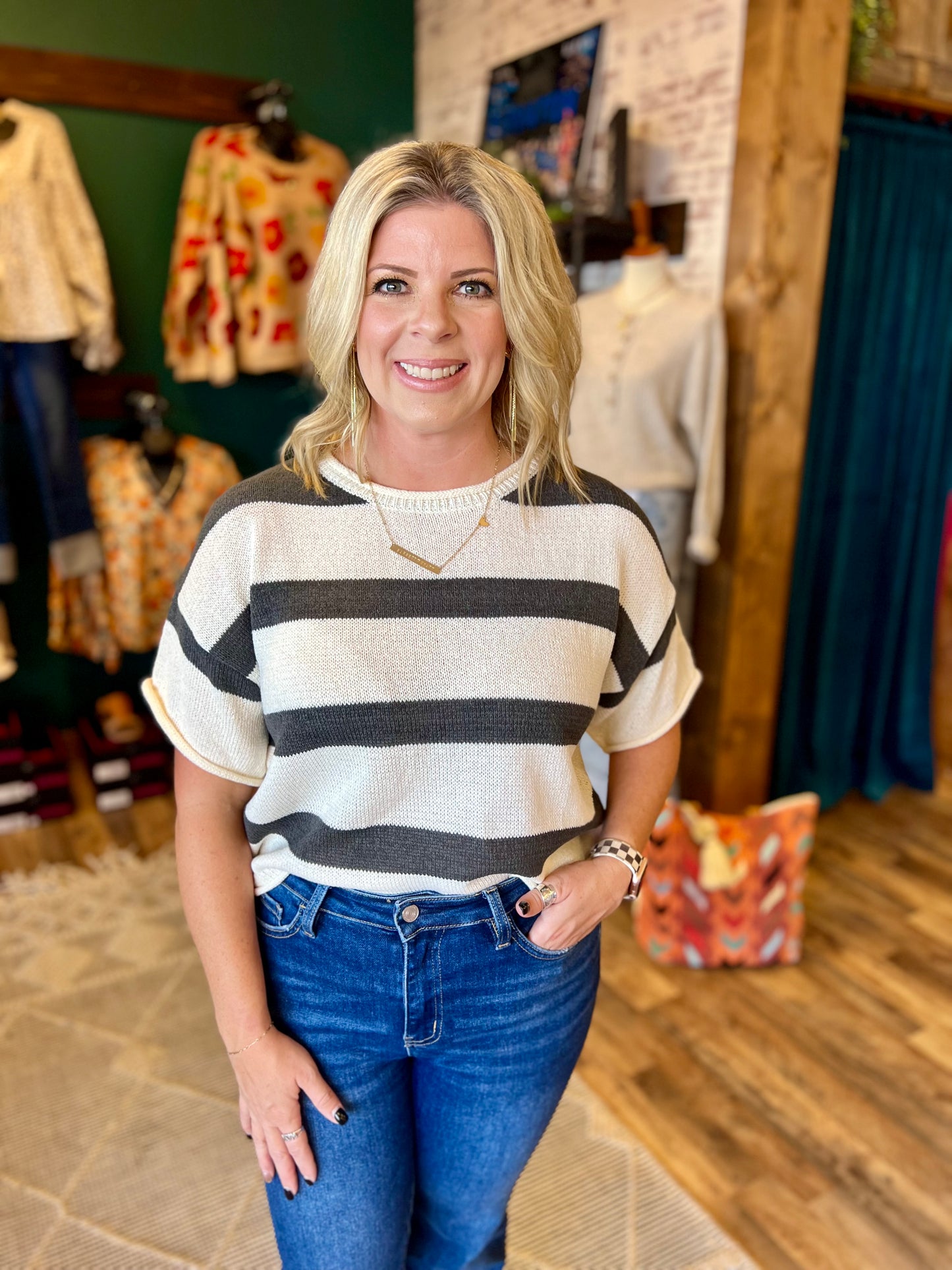 Lightweight Stripe Loose Fit Sweater