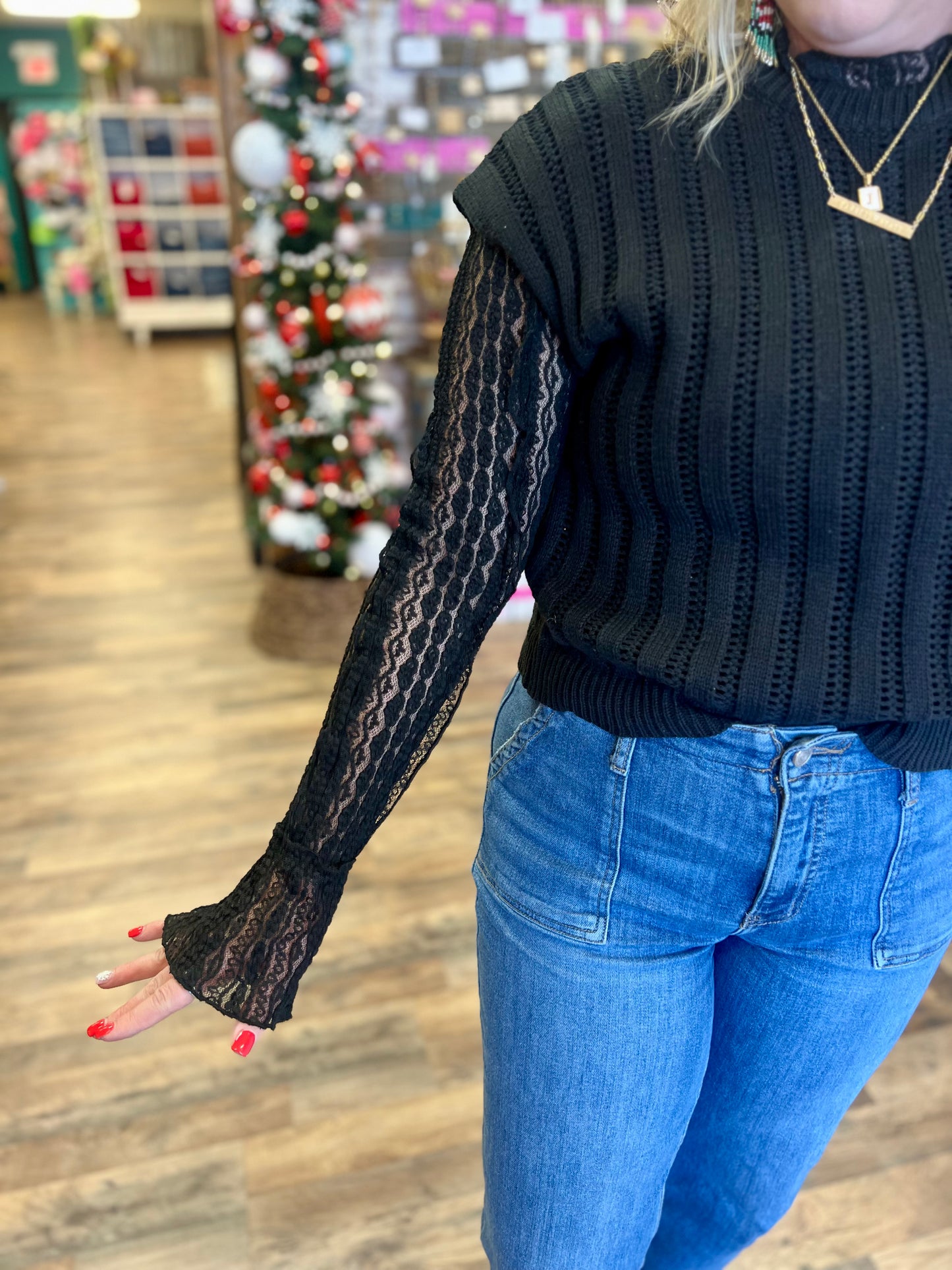 Bell Sleeve Lace Top