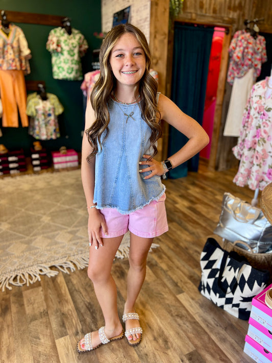 Denim Flared Halter Top