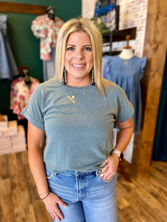 Super Soft Rolled Sleeve Top