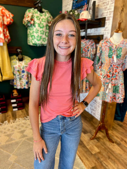 Ribbed Ruffle Top