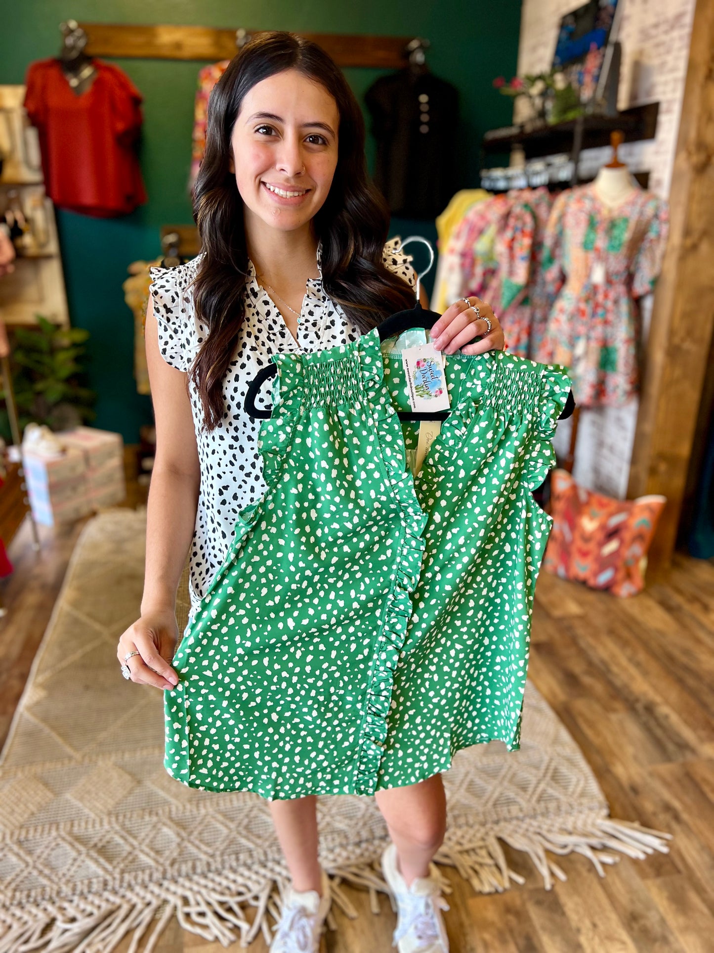 Sleeveless Button Up Dotted Top