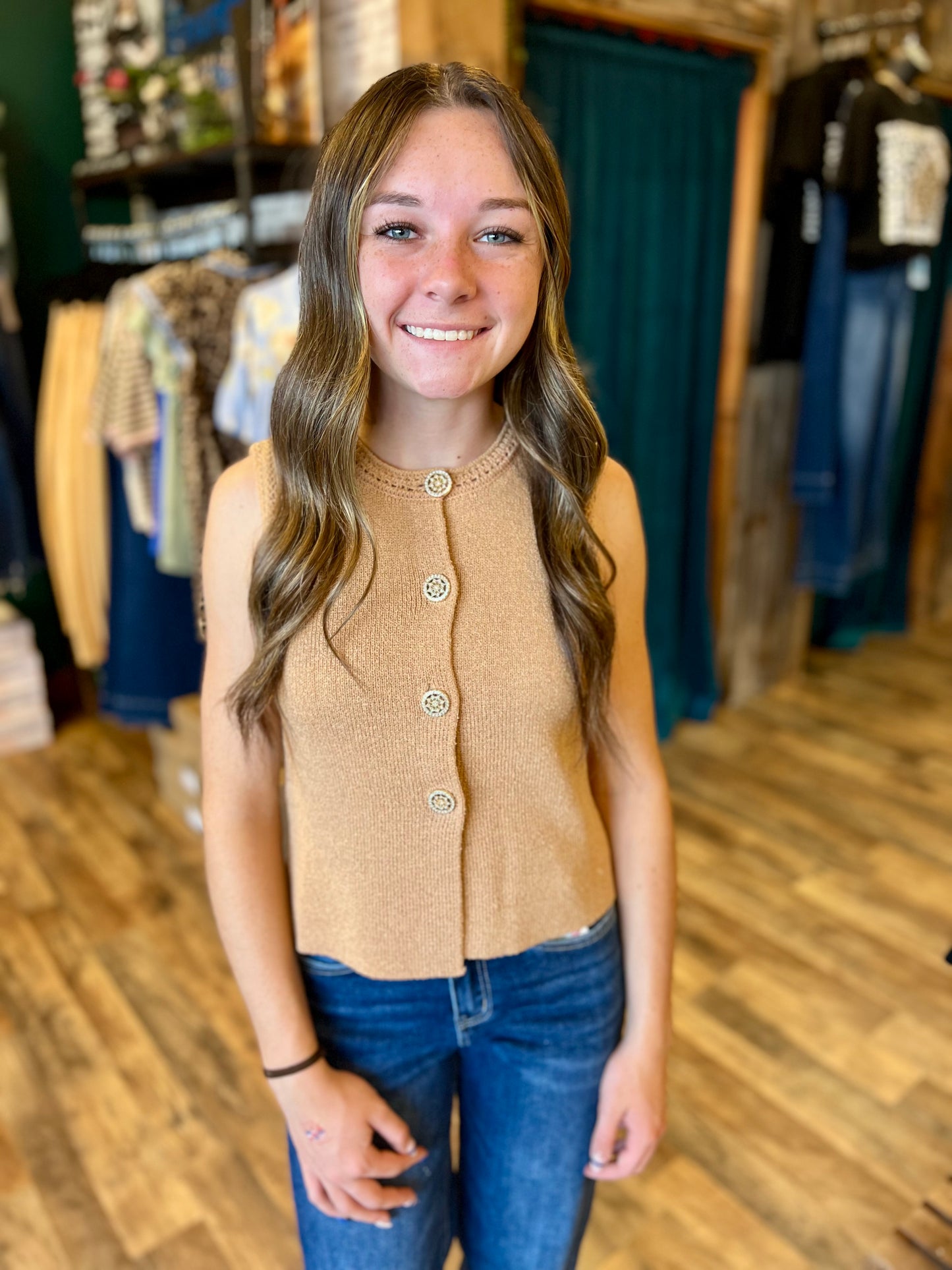 Gold Diamond Button Vest