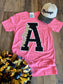 Neon Pink Block A Mustangs Tee
