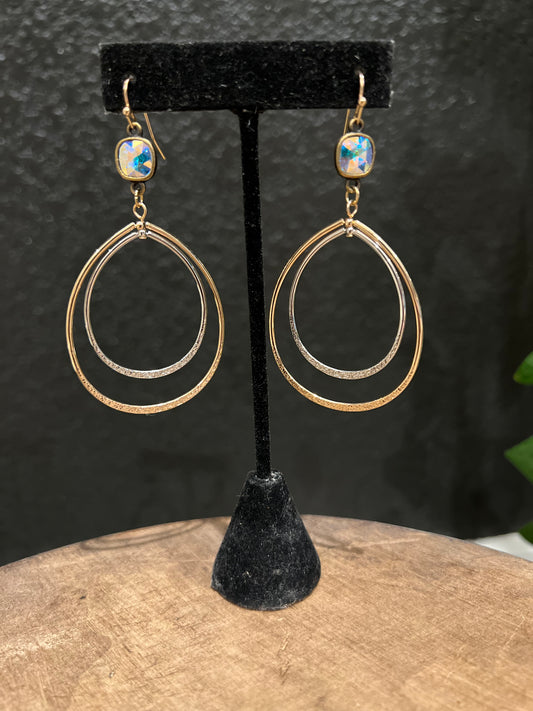 Gold & Silver Teardrop Earring