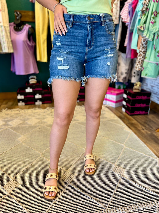 Cello Boyfriend Short w/ Side Slit