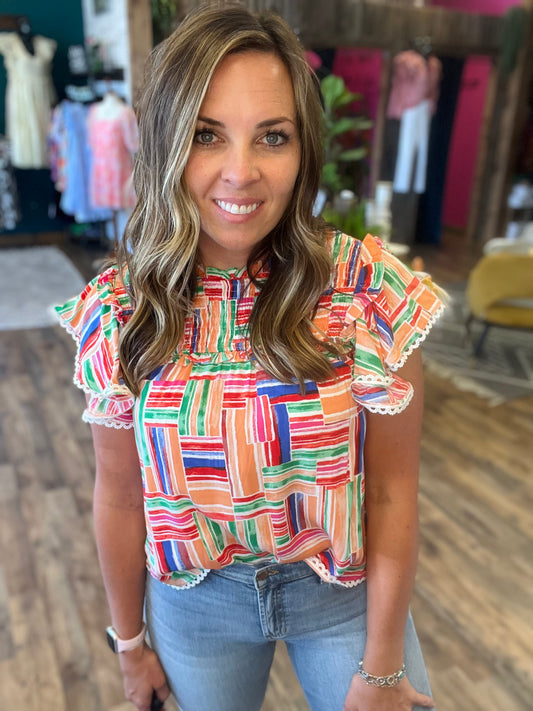 Multi Ruffle Trim Top