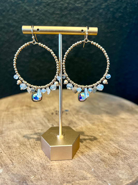 Beaded Charm Hoop Earring