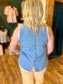 Light Denim Sleeveless Fringe Top