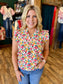 Frilled Split Neck Floral Top