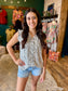 Sleeveless Button Up Dotted Top