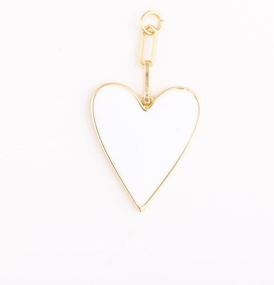 White Enamel Heart Bag Charm