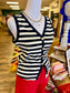 Stripe Knit Button Front Tank