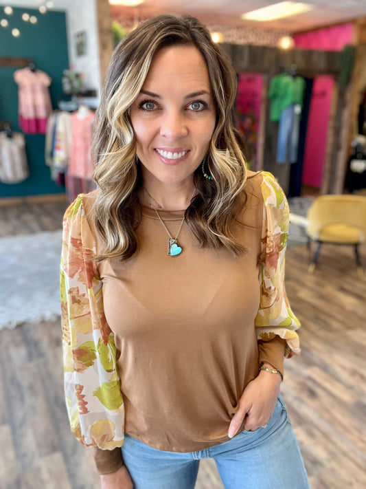 Floral Shear Sleeve Top