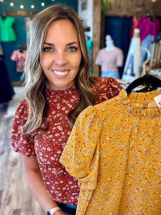 Fall Floral Smocked Top