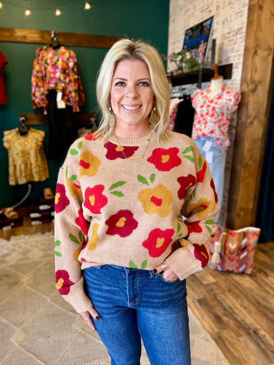 Latte Floral Sweater