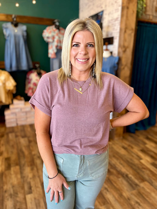 Super Soft Rolled Sleeve Top