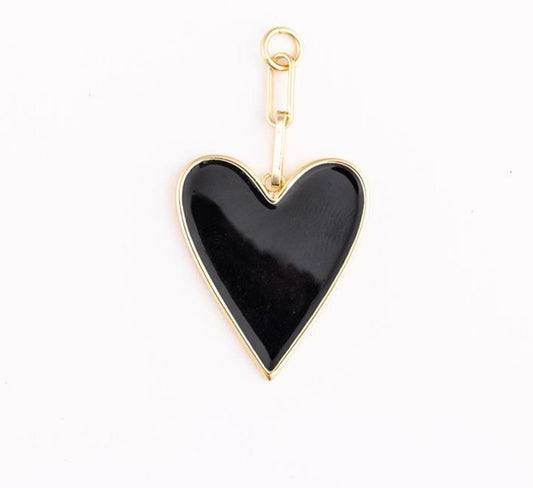 Black Enamel Heart Bag Charm