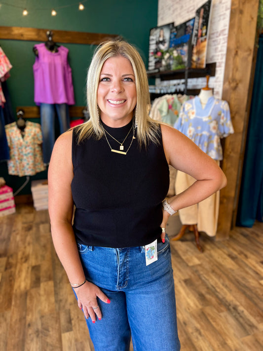 Mock Neck Sleeveless Top