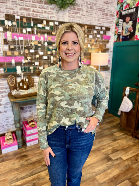 Camouflage Side Split Top