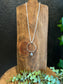 White Crystal Necklace w/ Silver Circle & Drop