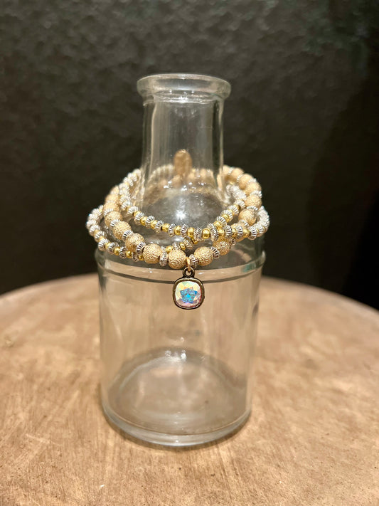 3 pc Mixed Metal Stretch Bracelets