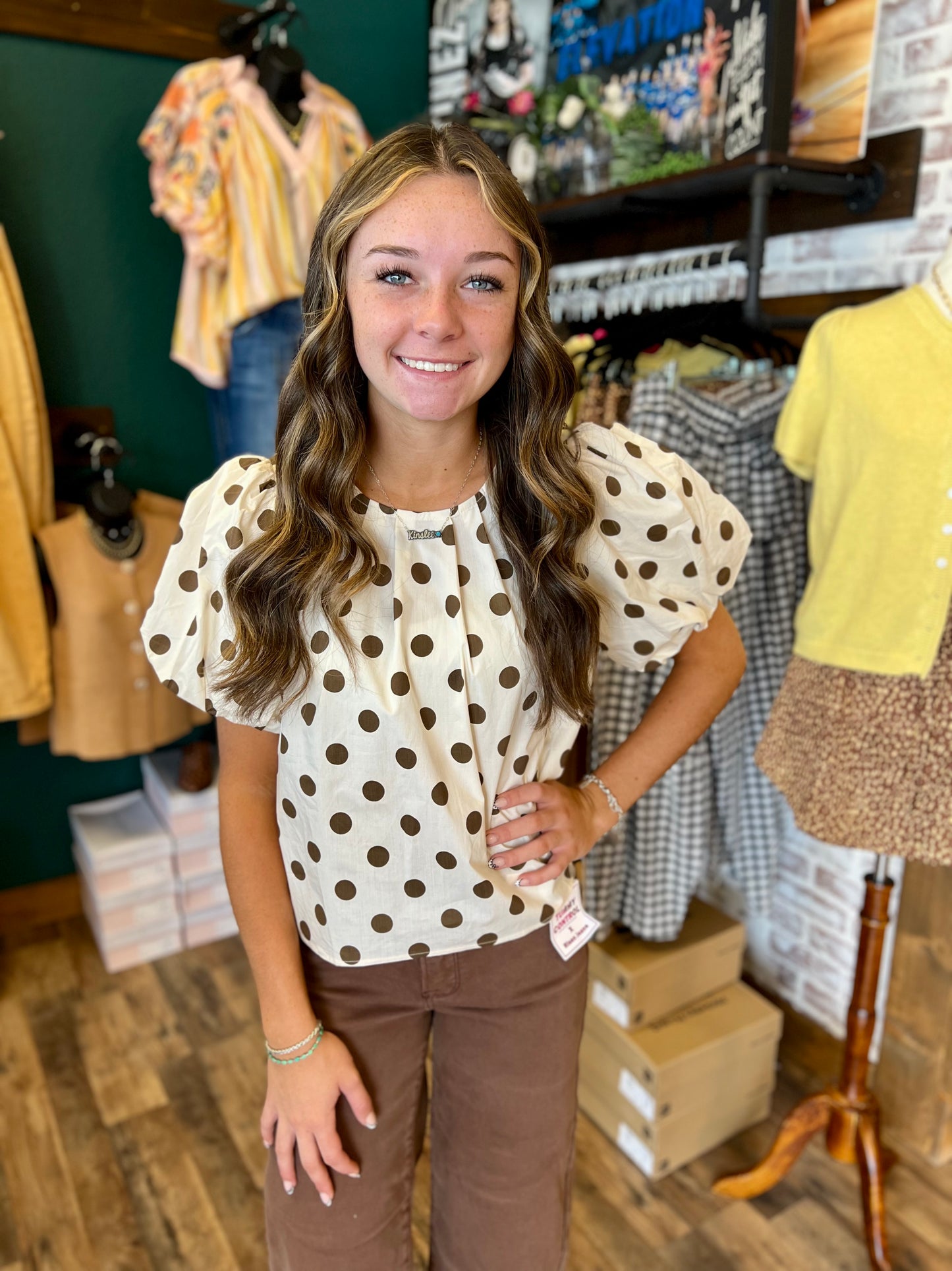 Chocolate Polka Dot Blouse