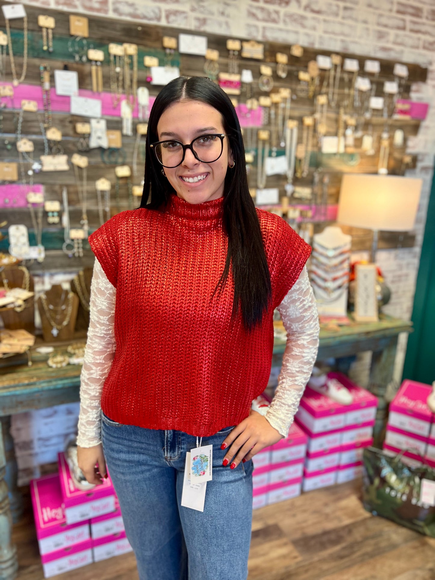 Metallic Sweater Vest
