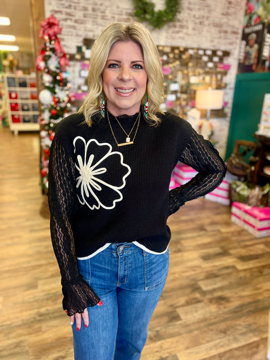 Floral Drop Shoulder Sweater Top