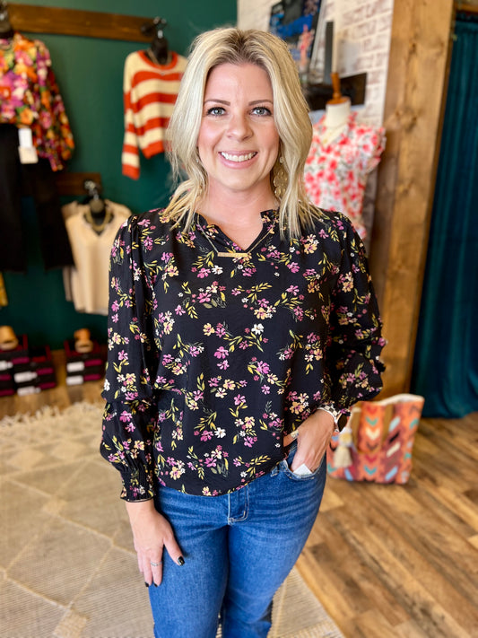 Black Floral Top