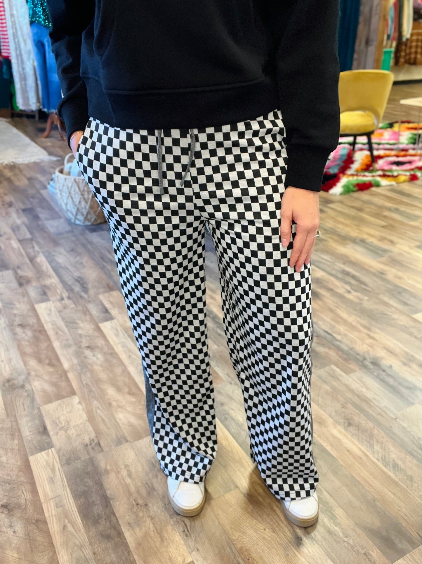 Checkered Wide Leg Pant