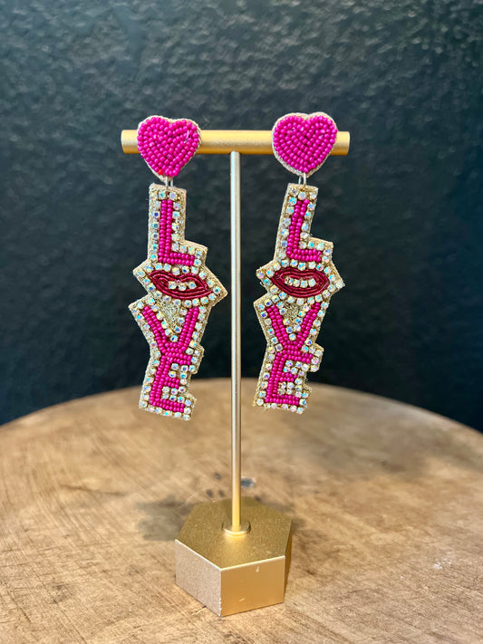 Beaded Love Earrings