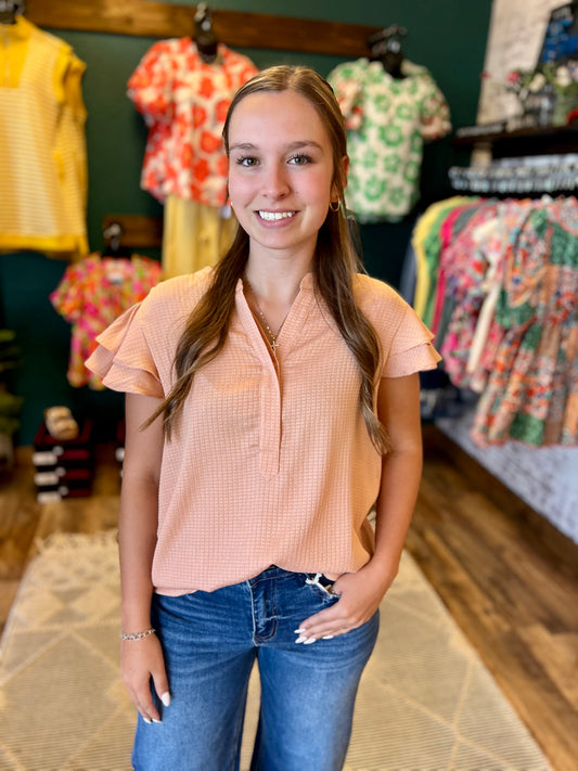 Double Ruffle Cap Sleeve Top