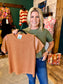 Knit Top w/ Faux Leather Sleeve