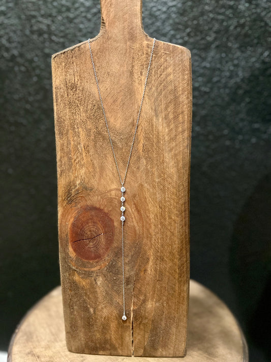 Silver Diamond Lariat