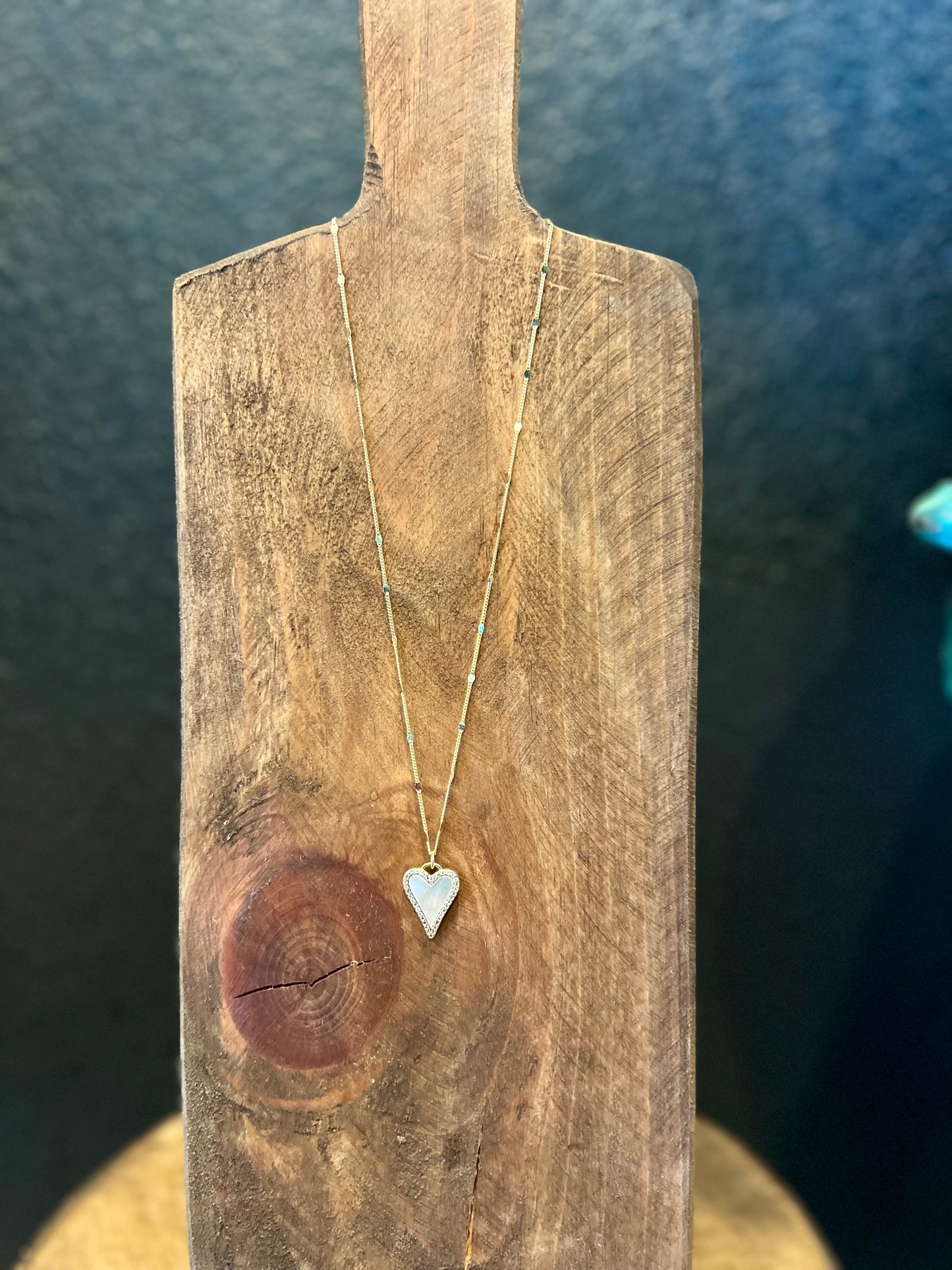 Pearl Paved Heart Necklace