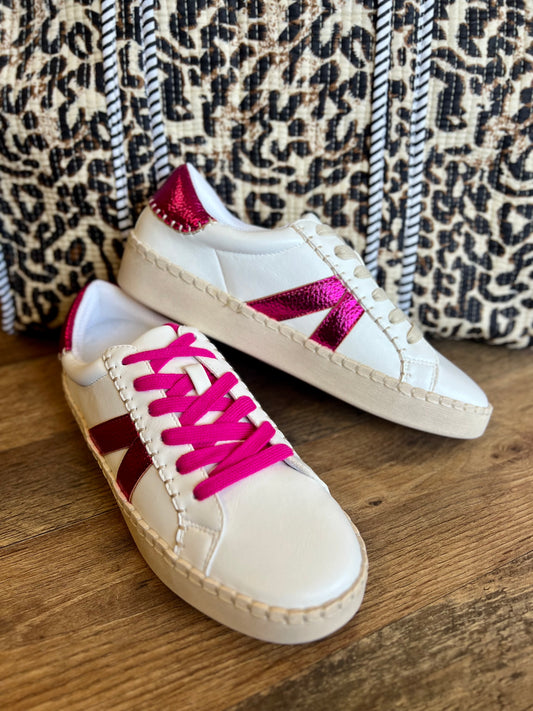 Pink Metallic Tennis Shoes