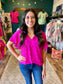 Ruffled VNeck Swiss Dot Top