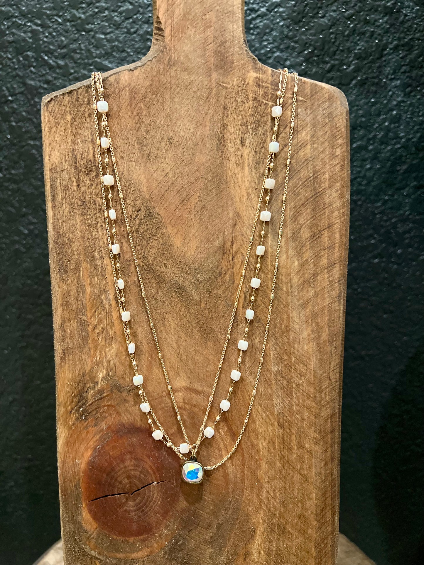 Triple Strand Ivory Bead Necklace