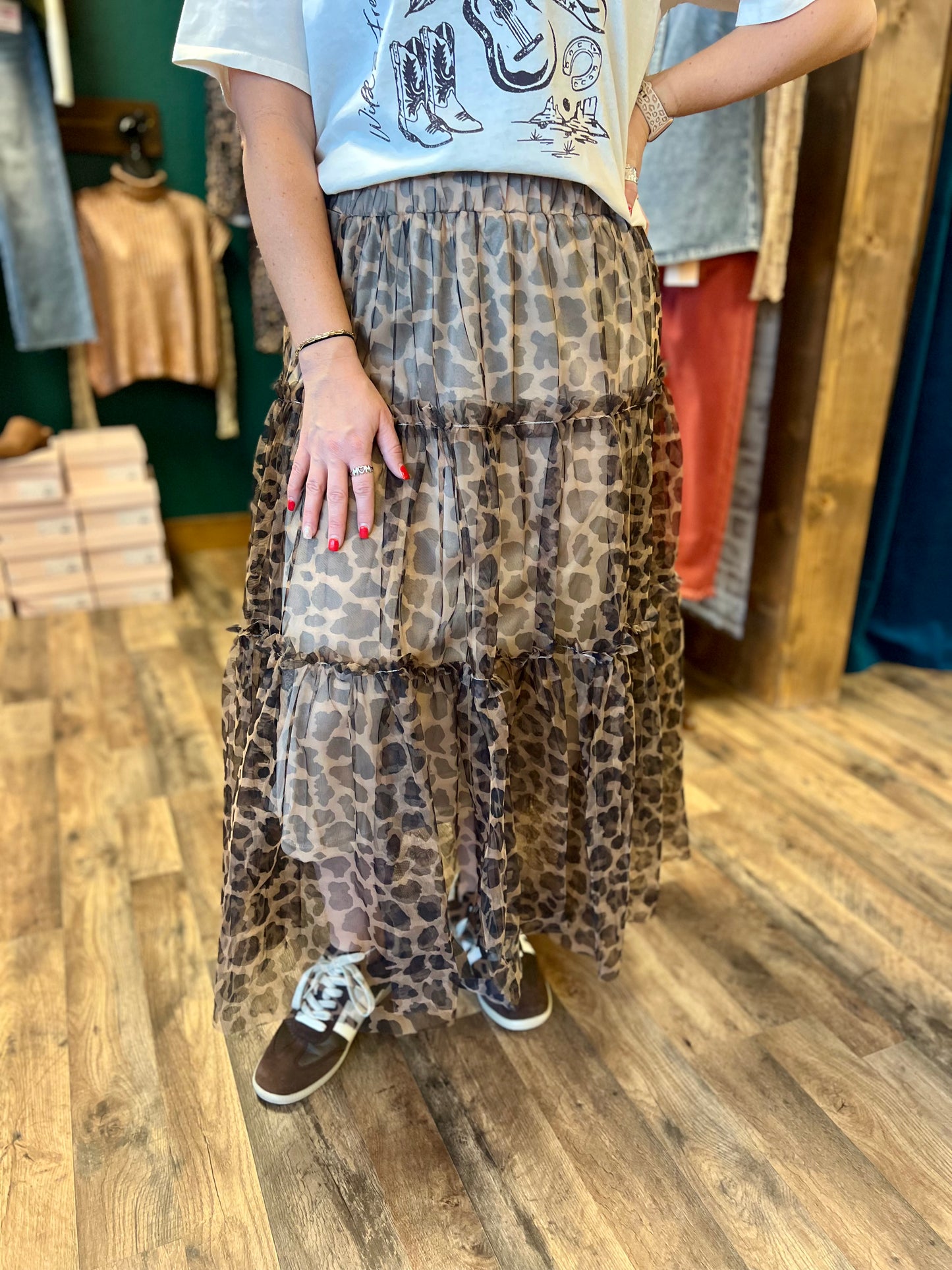 Leopard Chiffon Skirt