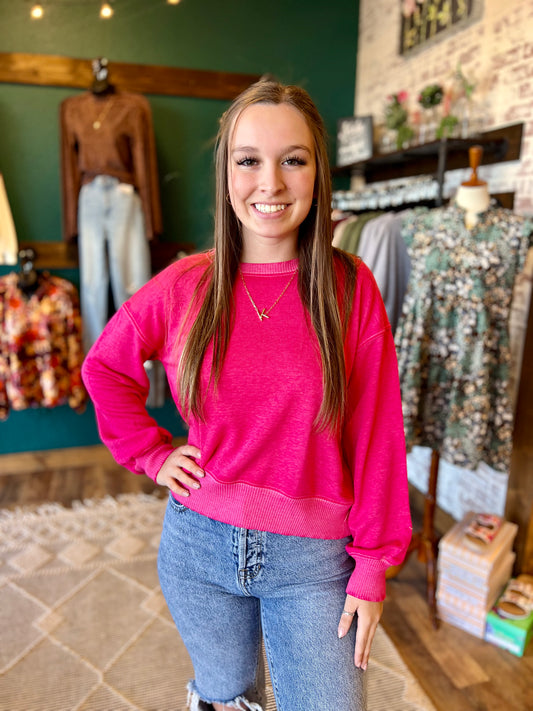 Acid Wash Crop Sweatshirt